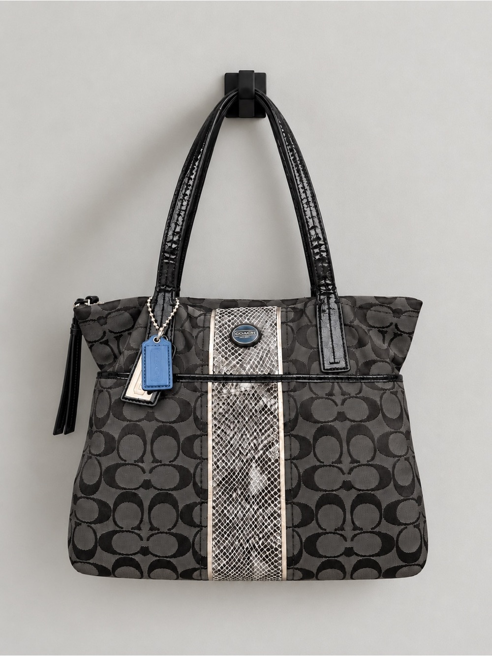 Coach Signature Stripe Python Tote Style F25706